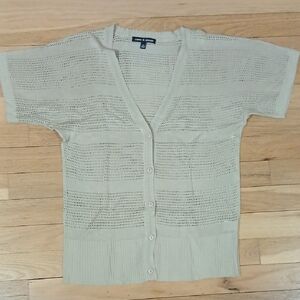 Cable & Gauge Light Tan Short Sleeve Cardigan